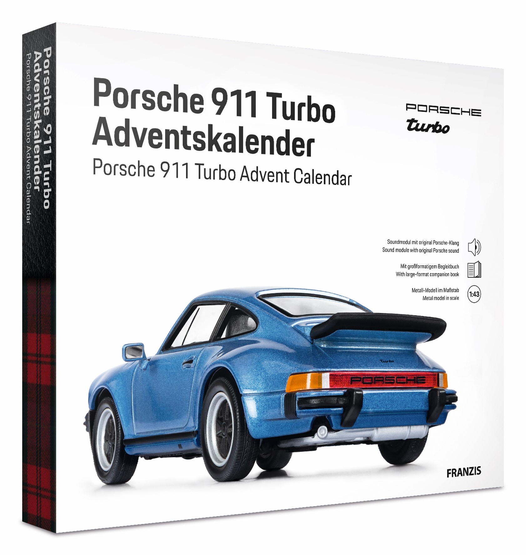 Adventskalender Porsche 911 Turbo - Bausatz 1:43 mit Motorsound, inkl. 52-seitigem Handbuch