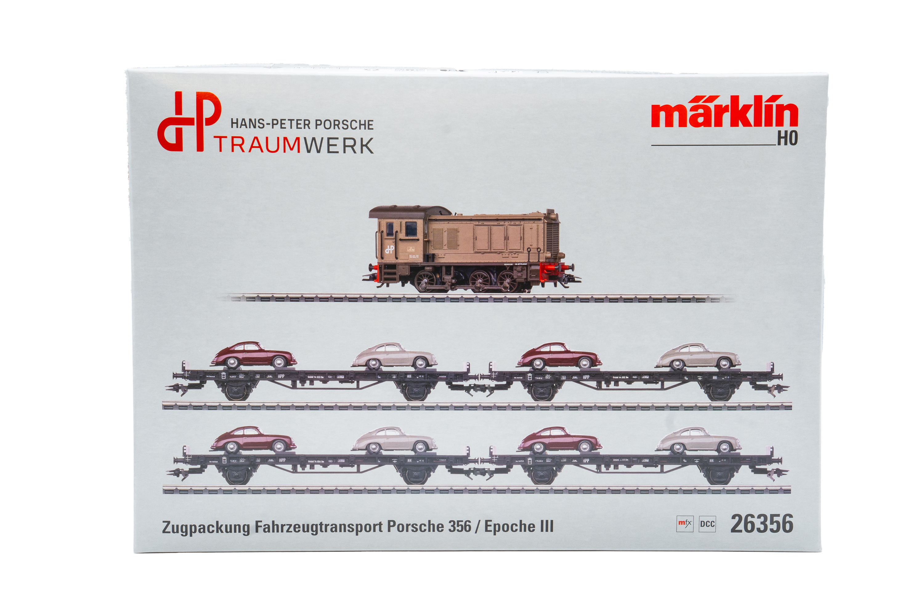 Märklin „Porsche 356 Fahrzeugtransport“ mit Diesellokomotive V 36  – Limitierte Traumwerk Jubiläumsedition auf 911 Stück