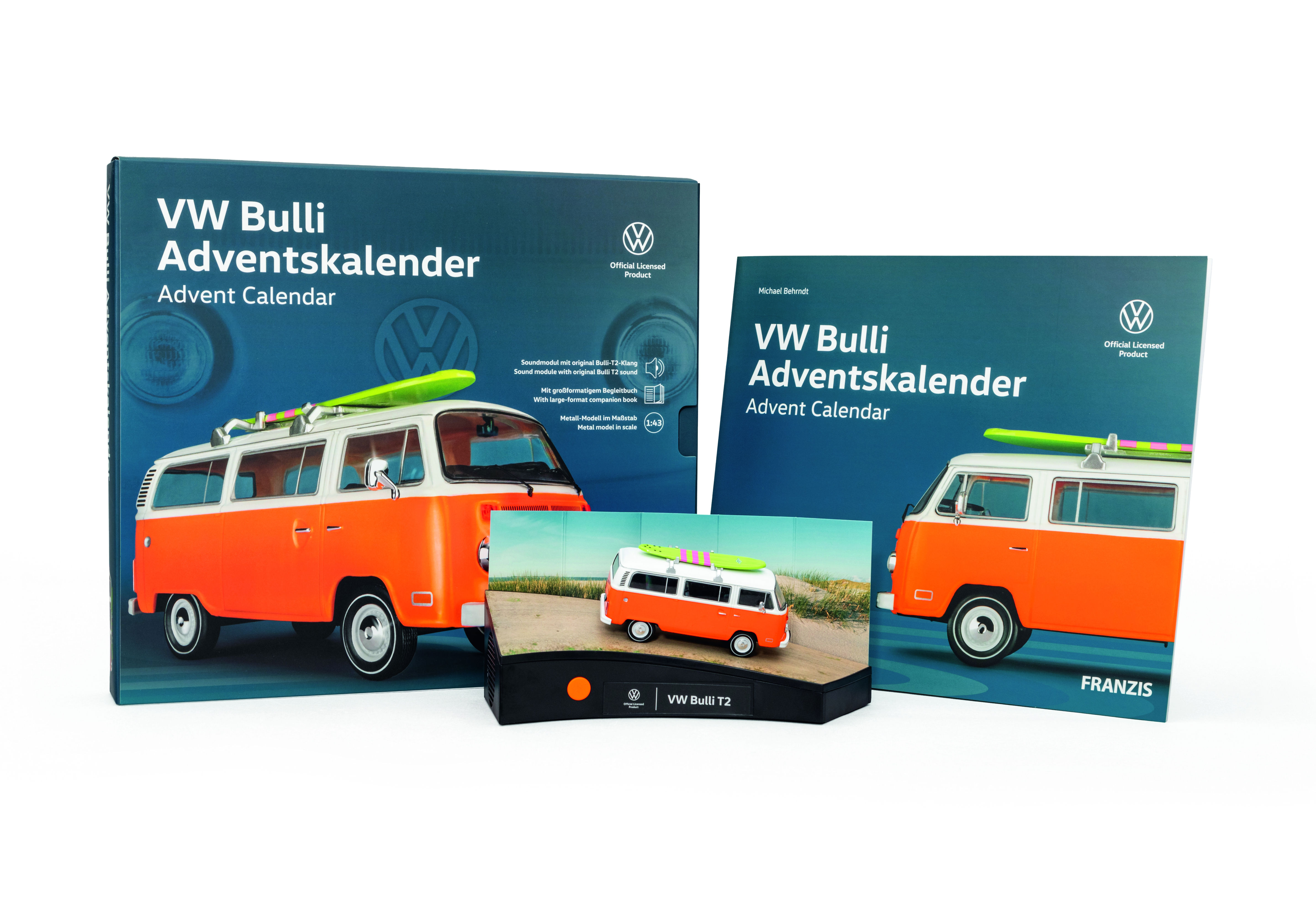 Adventskalender VW Bulli T2 - Bausatz 1:43 mit Motorsound & Begleitbuch